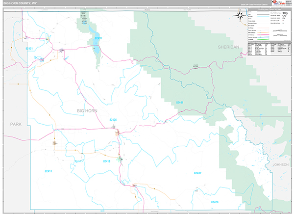 Big Horn County, WY Zip Code Map